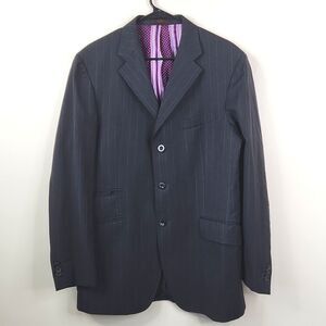Etro Milano Mens Wool Pinstripe 3 Button Double Vented Sport Coat Blazer US 42